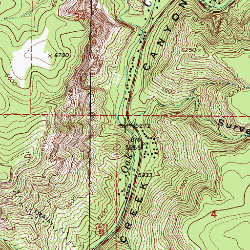 Topographic Map of Surveyor Canyon, AZ