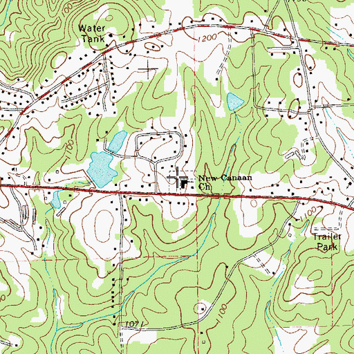 Topographic Map of New Canaan Cemetery, GA