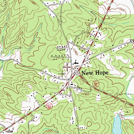 Topographic Map of New Hope Cemetery, GA