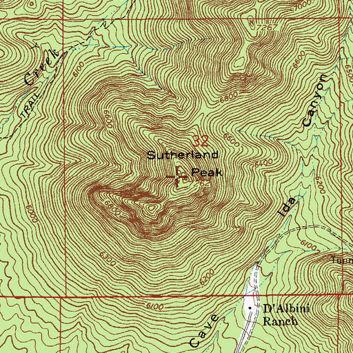 Topographic Map of Sutherland Peak, AZ