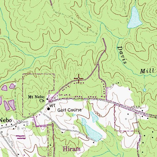 Topographic Map of Old Davis Mill Estates, GA