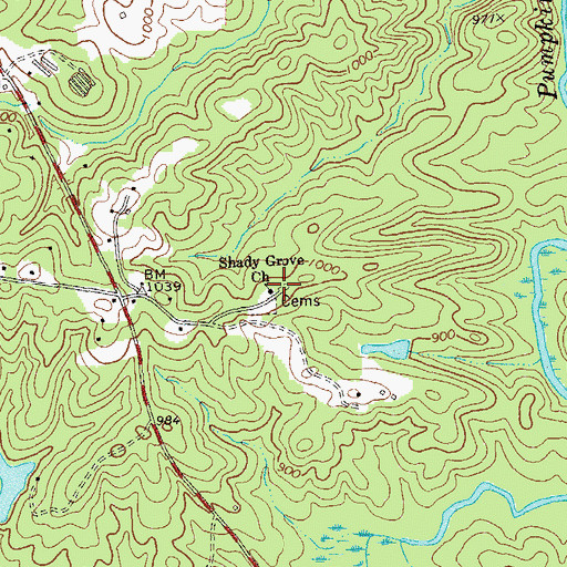 Topographic Map of Old Shady Grove Cemetery, GA