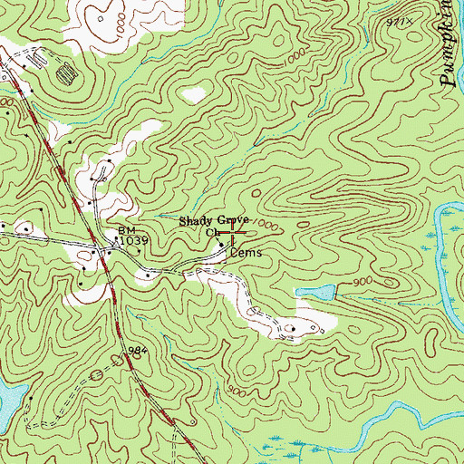 Topographic Map of Old Shady Grove Cemetery, GA