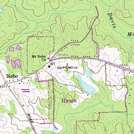 Topographic Map of Paulding County Country Club, GA
