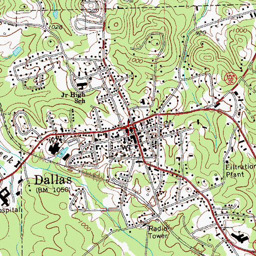 Topographic Map of Paulding County Courthouse, GA