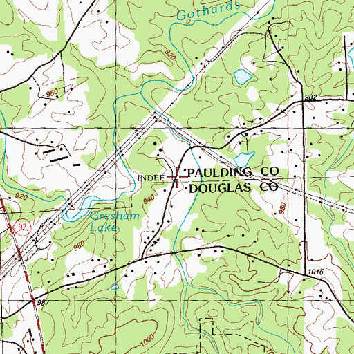 Topographic Map of Pinecrest Estates, GA