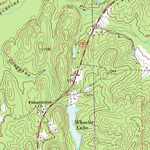 Topographic Map of Scoggins Ridge, GA