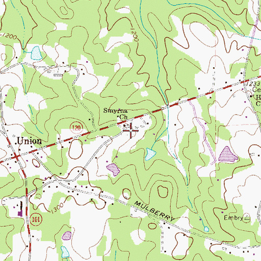 Topographic Map of Smyrna Cemetery, GA