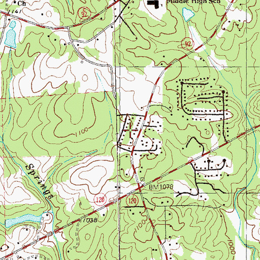 Topographic Map of Southfork, GA