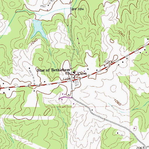Topographic Map of Star of Bethlehem Cemetery, GA