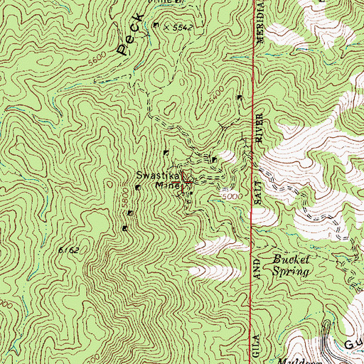 Topographic Map of Swastika Mine, AZ