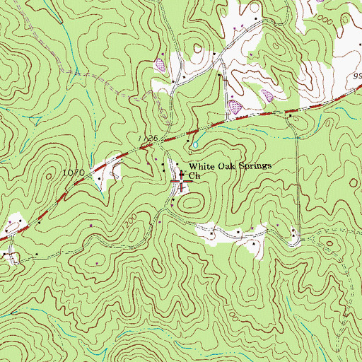 Topographic Map of White Oak Springs Cemetery, GA