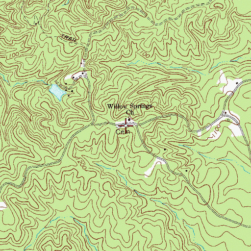 Topographic Map of Willow Springs Cemetery, GA