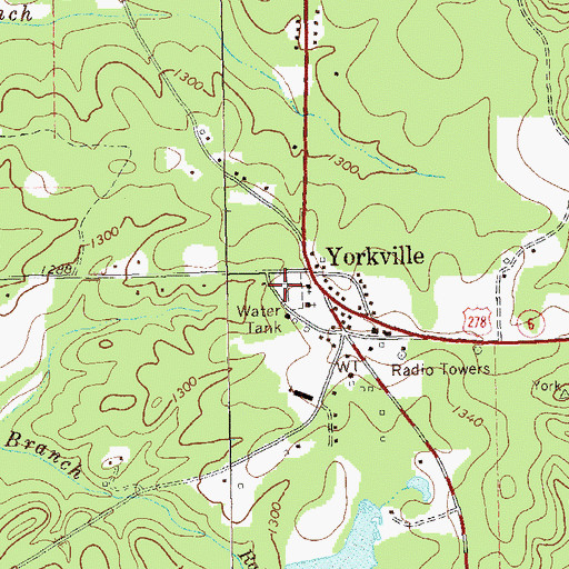 Topographic Map of Yorkville Cemetery, GA