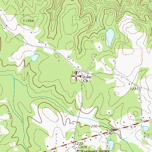 Topographic Map of Zion Cemetery, GA