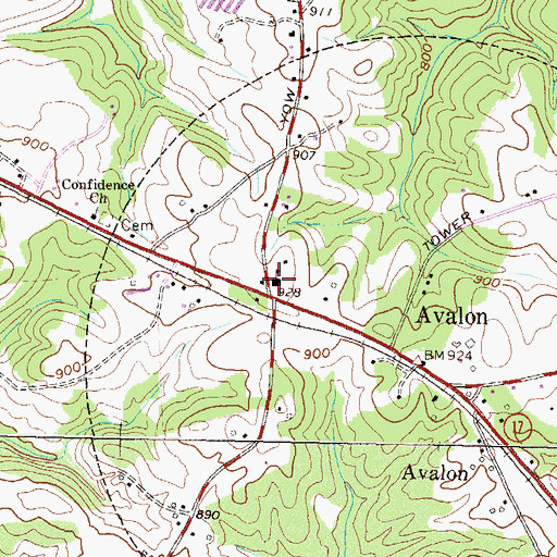 Topographic Map of Avalon School (historical), GA
