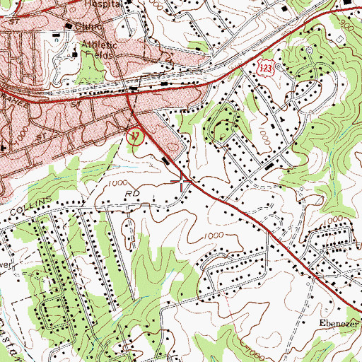 Topographic Map of Big A Shopping Center, GA