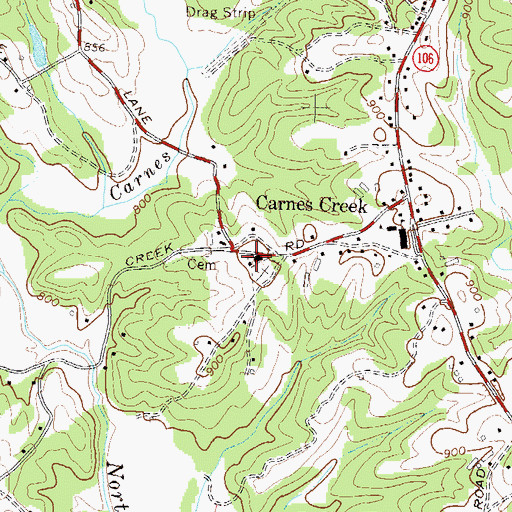 Topographic Map of Carnes Creek Baptist Church, GA