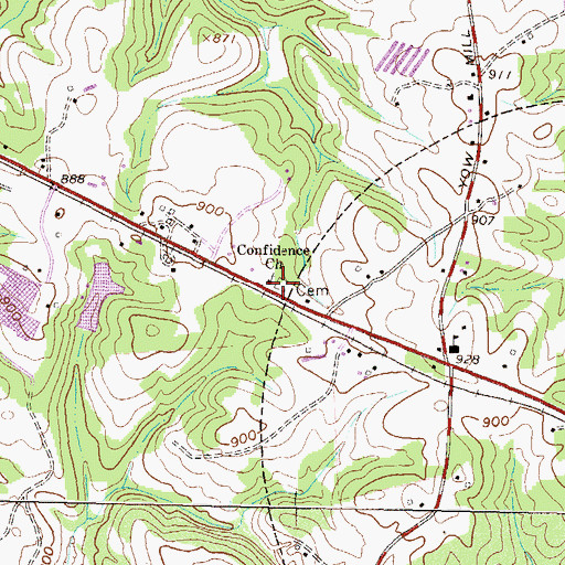 Topographic Map of Confidence Cemetery, GA