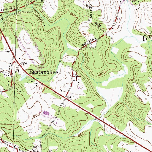 Topographic Map of Eastanollee Baptist Church, GA