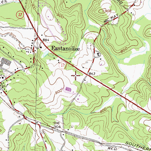 Topographic Map of Eastanollee Elementary School, GA