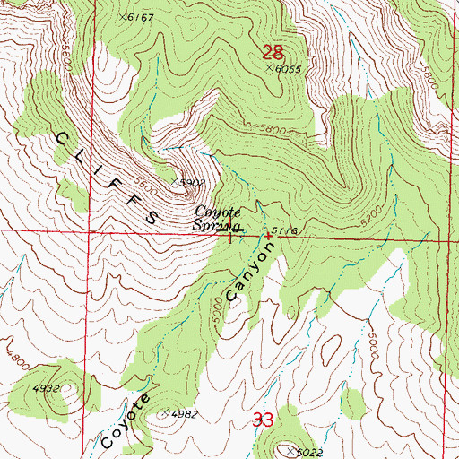 Topographic Map of Coyote Spring, AZ