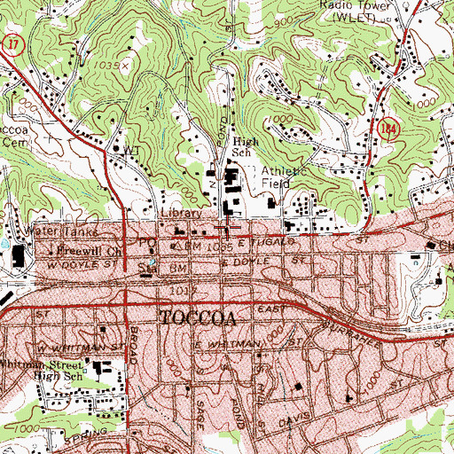 Topographic Map of First Presbyterian Church, GA