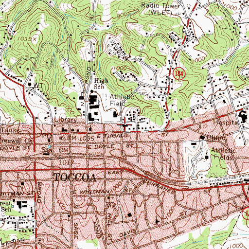 Topographic Map of First United Methodist Church, GA