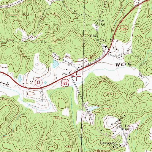 Topographic Map of Freeman Cemetery, GA