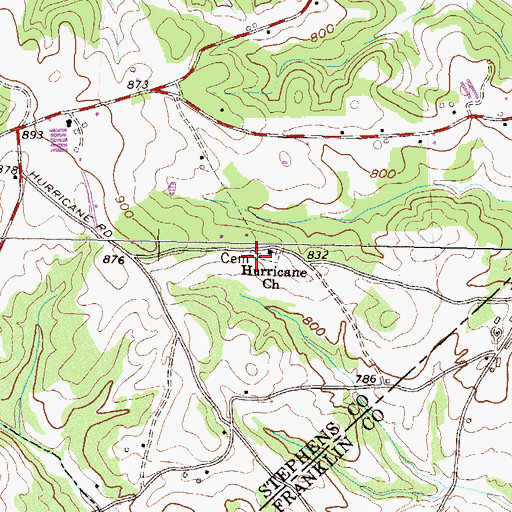 Topographic Map of Hurricane Grove Cemetery, GA