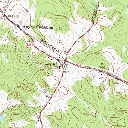 Topographic Map of Liberty Hill Cemetery, GA
