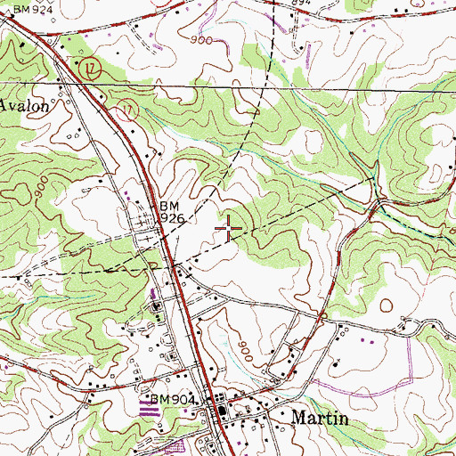 Topographic Map of Martin Community Cemetery, GA