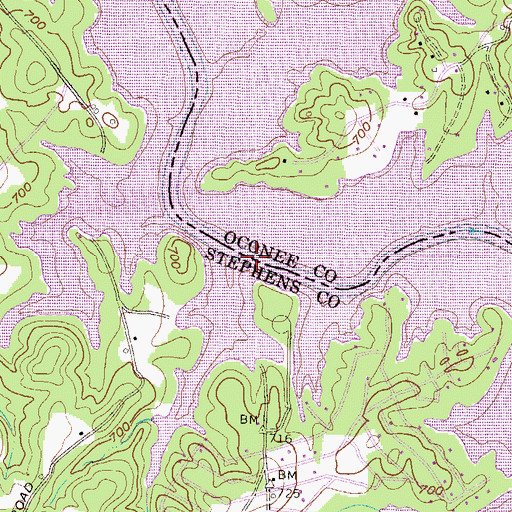 Topographic Map of Mullens Ford (historical), GA