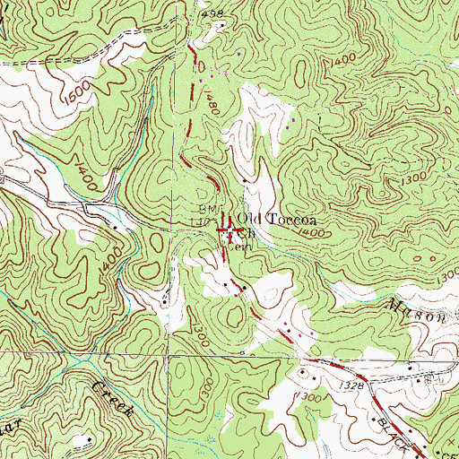 Topographic Map of Old Toccoa Baptist Cemetery, GA