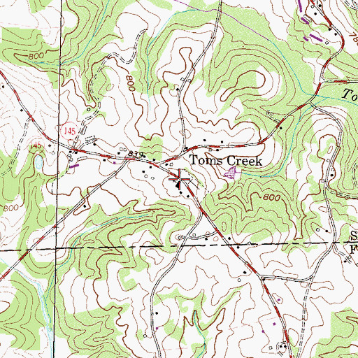 Topographic Map of Toms Creek Baptist Church, GA