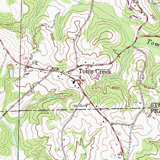 Topographic Map of Toms Creek Cemetery, GA
