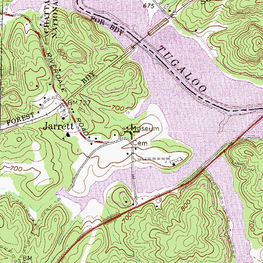 Topographic Map of Travelers Rest, GA