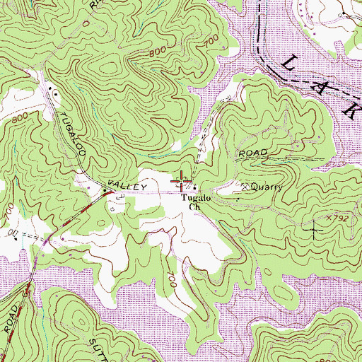 Topographic Map of Tugalo Cemetery, GA