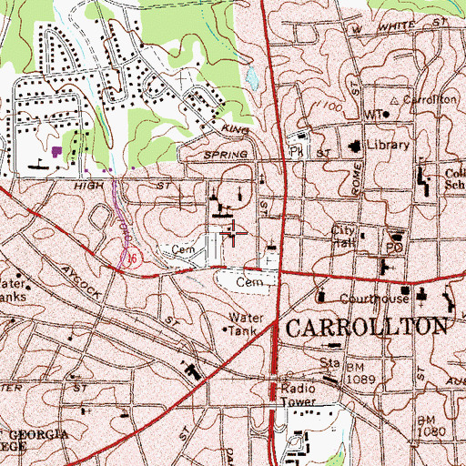 Topographic Map of Alabama Street School, GA