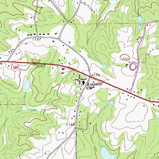 Topographic Map of Antioch Cemetery, GA