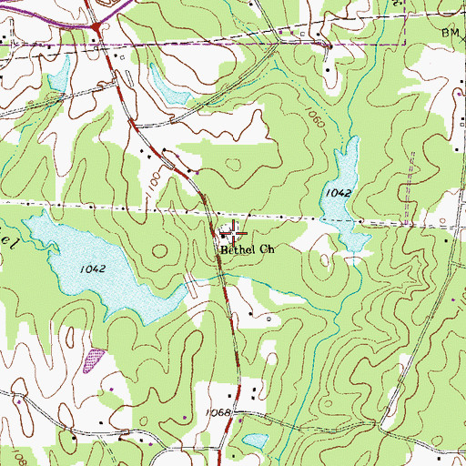 Topographic Map of Bethel Cemetery, GA