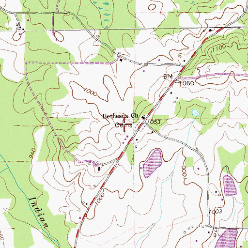 Topographic Map of Bethesda Cemetery, GA