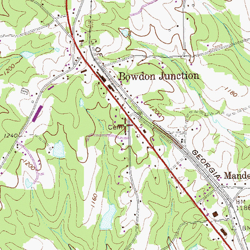 Topographic Map of Bethlehem Cemetery, GA