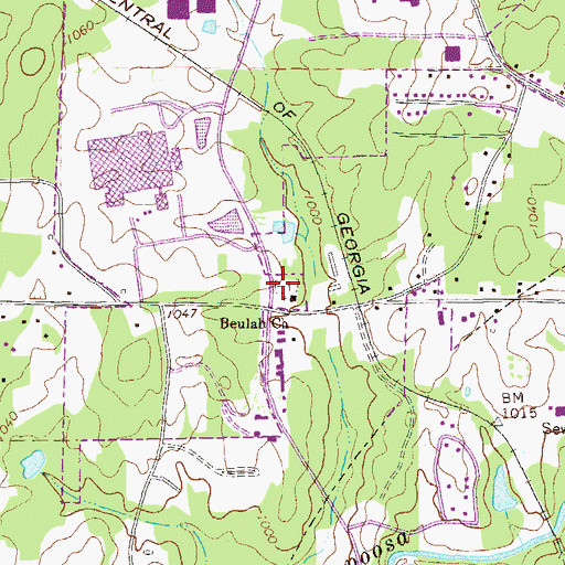 Topographic Map of Beulah Cemetery, GA