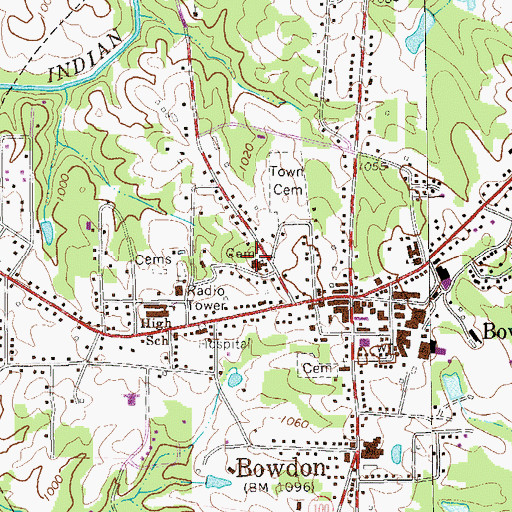 Topographic Map of Bowdon Baptist Church, GA