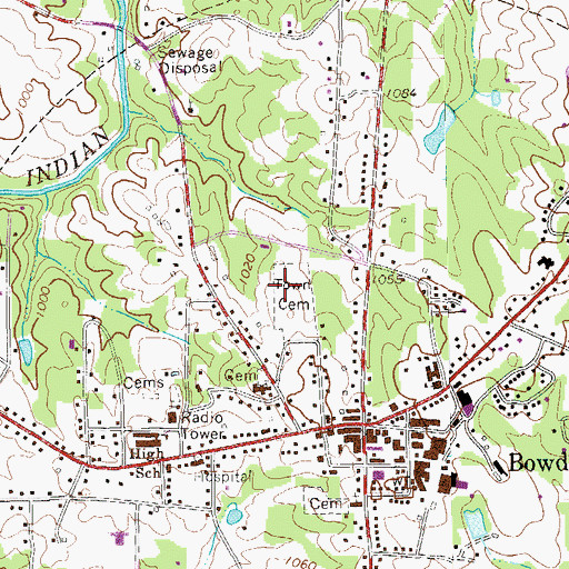 Topographic Map of Bowdon City Cemetery, GA