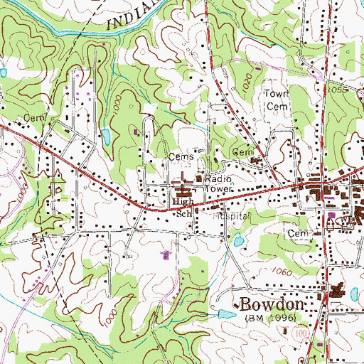 Topographic Map of Bowdon High School, GA