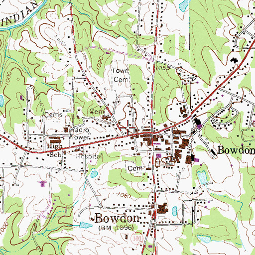 Topographic Map of Bowdon Post Office, GA