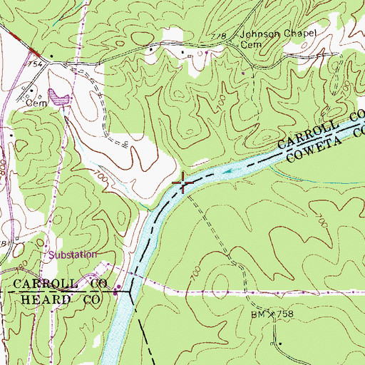 Topographic Map of Bowers Ferry (historical), GA