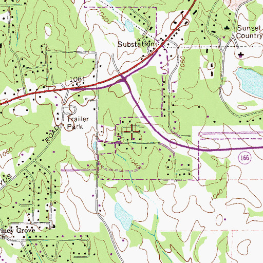 Topographic Map of Briarwood Estates, GA